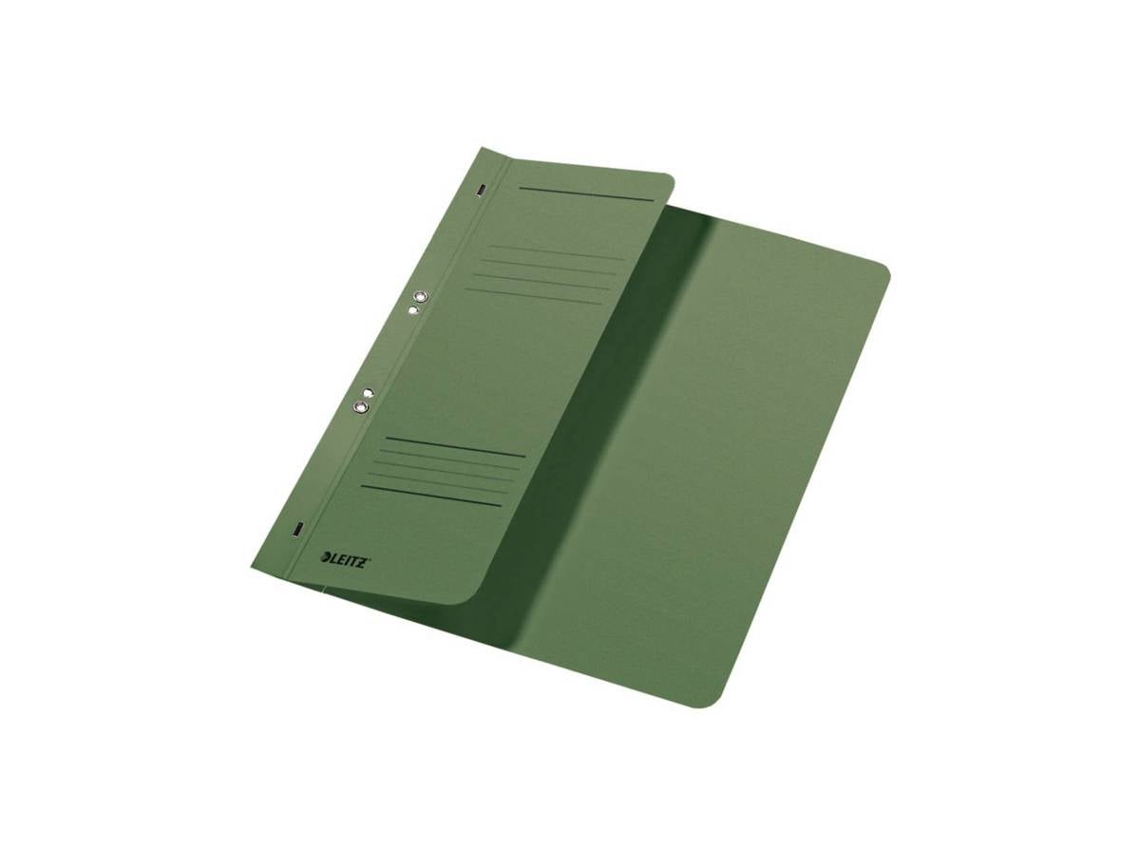 Carpeta Leitz con ojales, DIN A4, cartulina Manila, verde, encuadernación oficial 250 g/m², 1 2 tapas delanteras con tira de etiquetado Leitz (90 mm de ancho)
