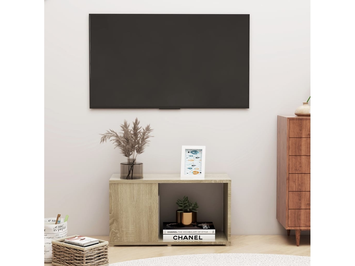 Mueble De Tv | Mueble De Salón | Cabinet De Tv Madera Contrachapada Roble Sonoma 60x24x32 Cm Wsd780043