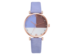 Reloj De Pulsera De Cuarzo Para Mujer Con Correa De Poliuretano Y Diamantes De Imitación, Esfera Redonda Morada.