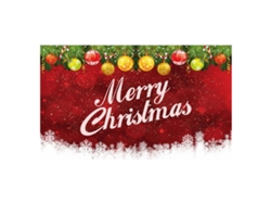 Panel decorativo navideño, fondo rojo con Papá Noel y árbol de Navidad. TRUYUETY