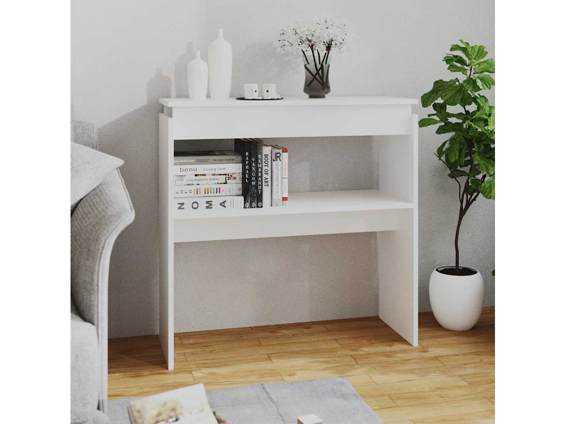 Mesa consola | Mesa de entrada | Mesa auxiliar 80x30x80 cm, derivados de madera, color blanco.