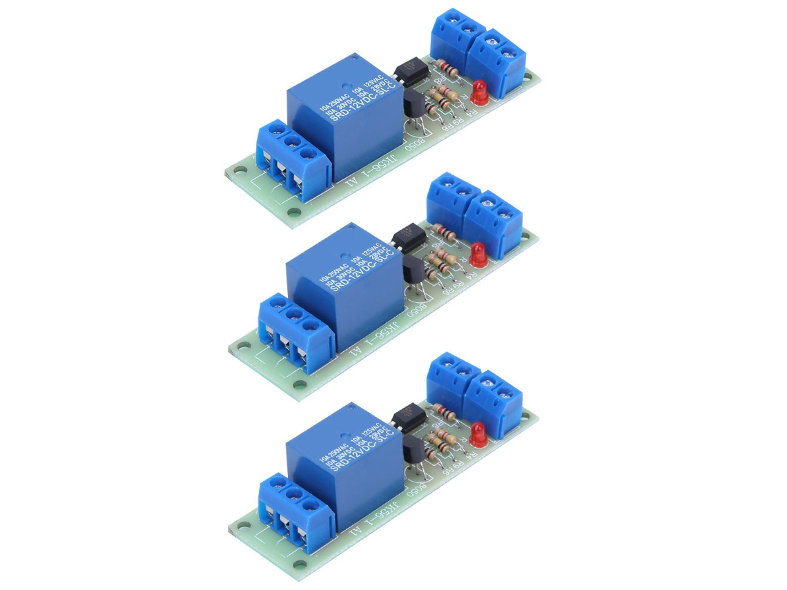 Módulo De Relé De Retardo De 3 Piezas Y 1 Canal Con Aislamiento Mediante Optoacoplador, 12 V Cc, 10 A