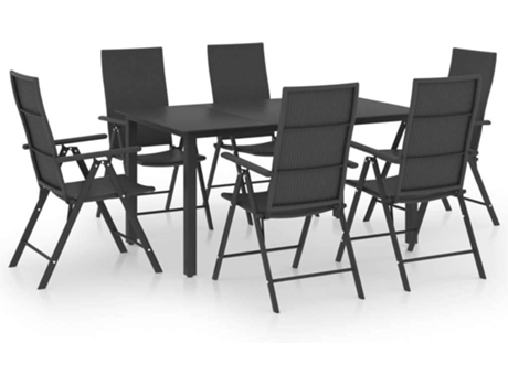 Conjunto 7 de comedor para jardín VIDAXL negro