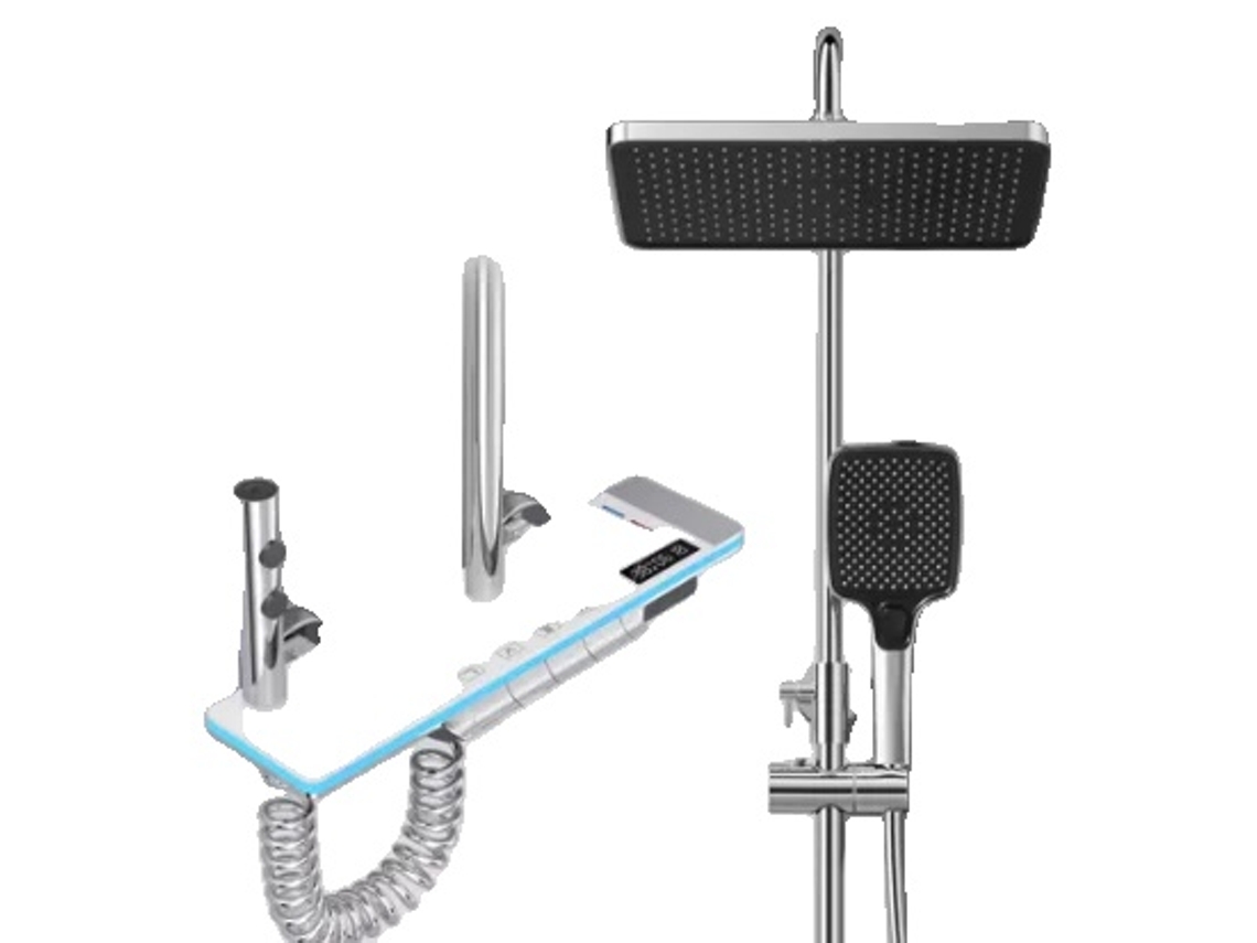 Juego de ducha de pared, altura ajustable, color plata claro, 9,84 pulgadas, OEM