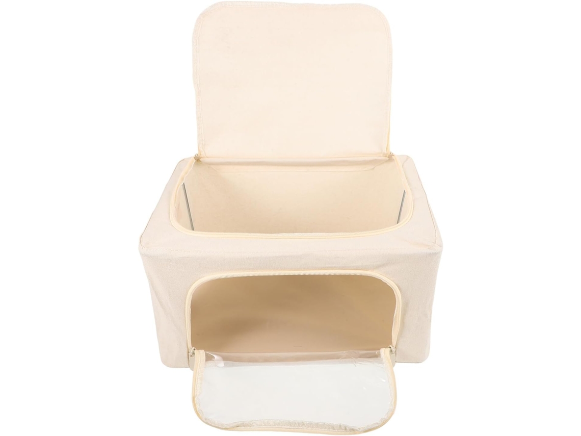 Bolsa Almacenamiento Plegable Edredones Juguetes Capacidad Poliéster Algodón Estructura Acero Color Beige
