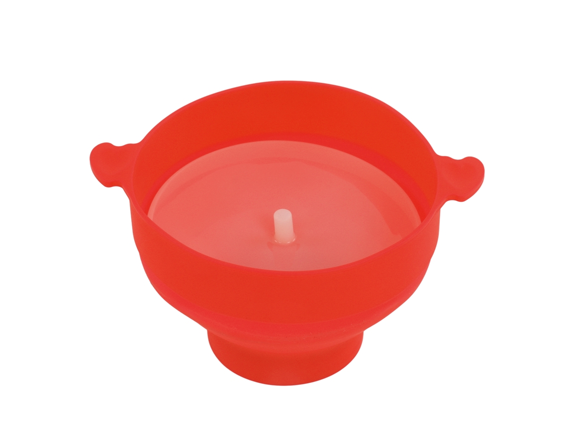 Vaso de palomitas de maíz plegable apto para microondas con tapa transparente.