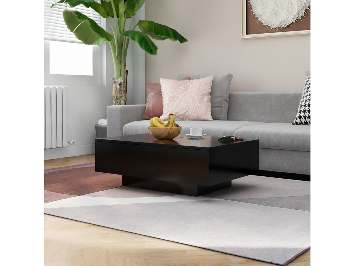 Mesa de Centro de Apoyo 90X60X31 Cm Contrachapado Negro
