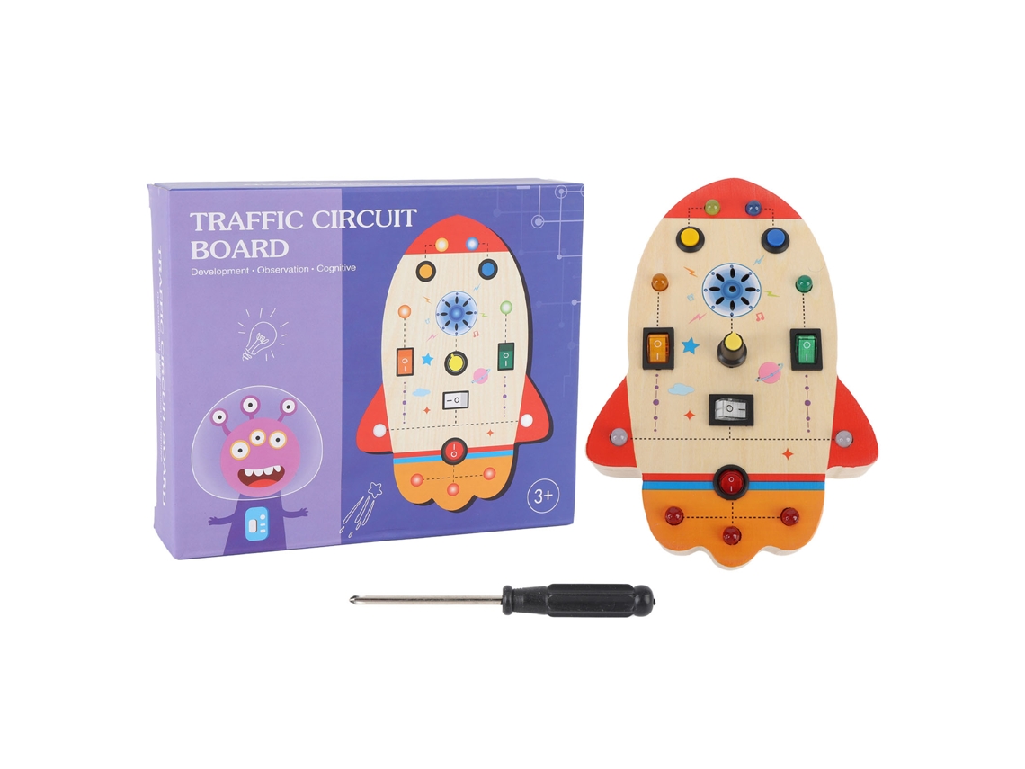 Juguete Educativo De Madera Con Interruptor Y Luz Para Niños - Juego De Circuito Sensorial