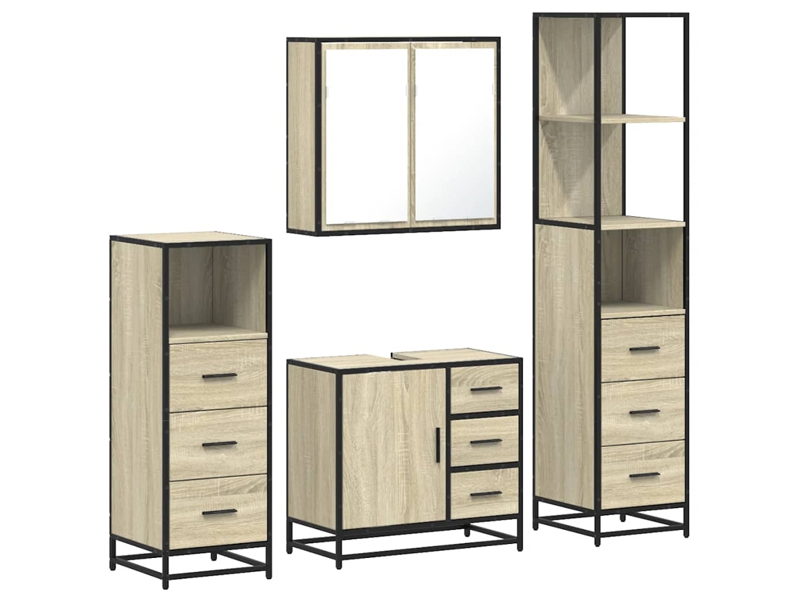 Conjunto 4 de muebles de baño VIDAXL contrachapada roble sonoma