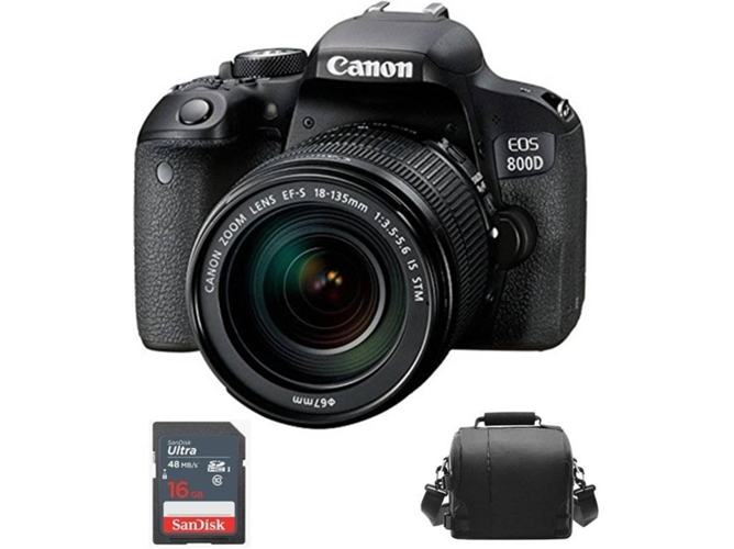 Kit Cámara Réflex CANON EOS 800D EF-S 18-135mm F3.5-5.6 IS STM + Bolsa+ 8GB SD