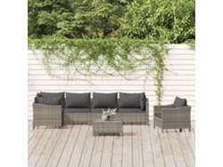 Conjunto de jardín DKD Home Decor de 7 piezas con cojines de mimbre gris
