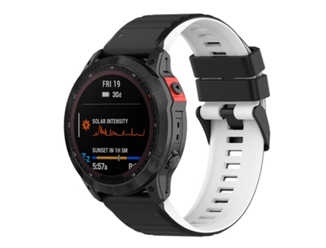 Correa de Silicona 22mm bicolor ajustable para Garmin Fenix 7/6/5/Amazfit Falcon - blanco/negro