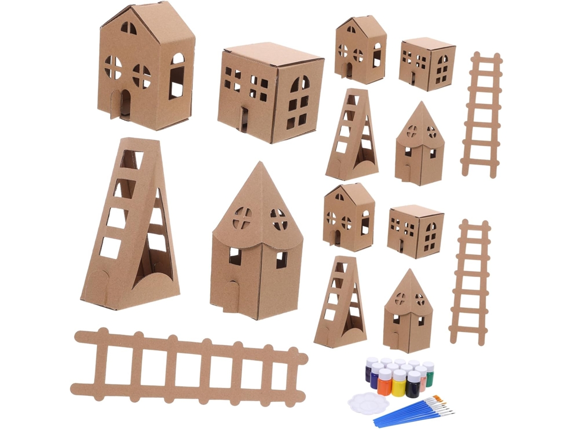 Casita De Cartón Para Construir Y Colorear - Kit En Miniatura Para Niños Y Niñas