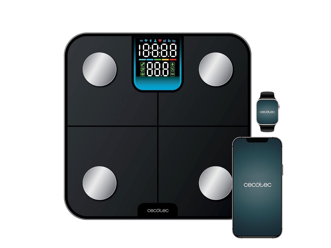 Cecotec Báscula De Baño Inteligente Con App Surface Precision Healthysmart. Bluetooth Y 25 Parámetros, Tamaño 28x28 Cm