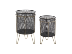 Set 2 Macetero Metal 30x48 Negro 36x36x58cm