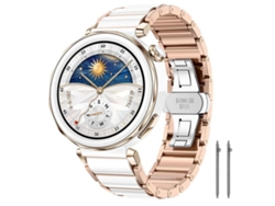 Bracelete Para Huawei Watch Gt 6 (41mm) / Gt 5 Pro (42mm) - Aço Inoxidável E Cerâmica Ouro Rosa