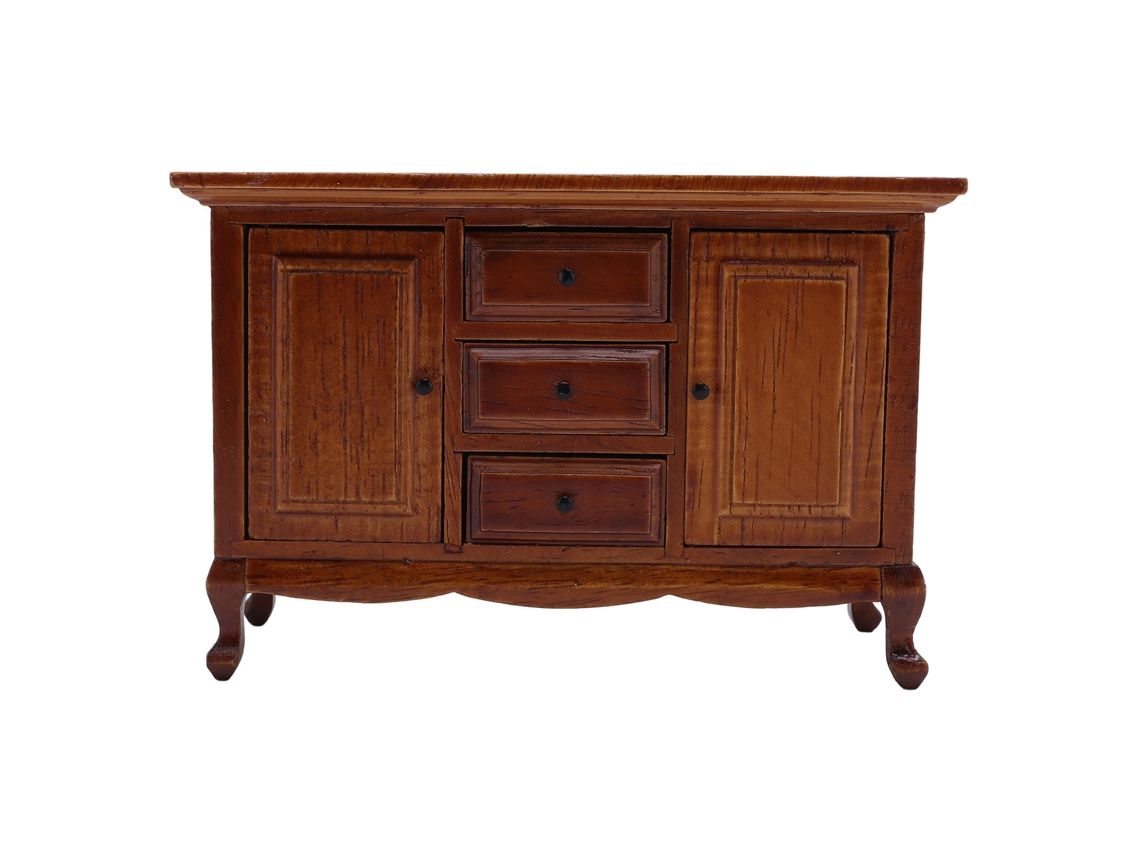 Armario Para Casa De Muñecas A Escala 1:12 Con 2 Puertas Y 3 Cajones, Fabricado En Madera De Abedul.
