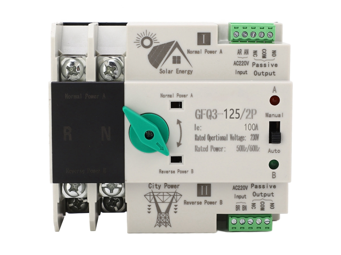 Veloriskku-interruptor De Transferência Automática De Dupla Potência 2p 100a Ac230v 50/60hz Para Pv E Rede Elétrica