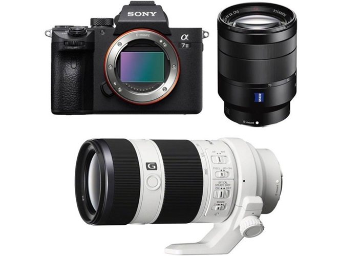 Kit Cámara Mirrorless SONY A 7 III + FE 24-70 f/4 ZEISS + FE 70-200 f/4