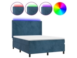 Cama con somier VIDAXL (Azul - Terciopelo - 203 x 147 x 128 cm)