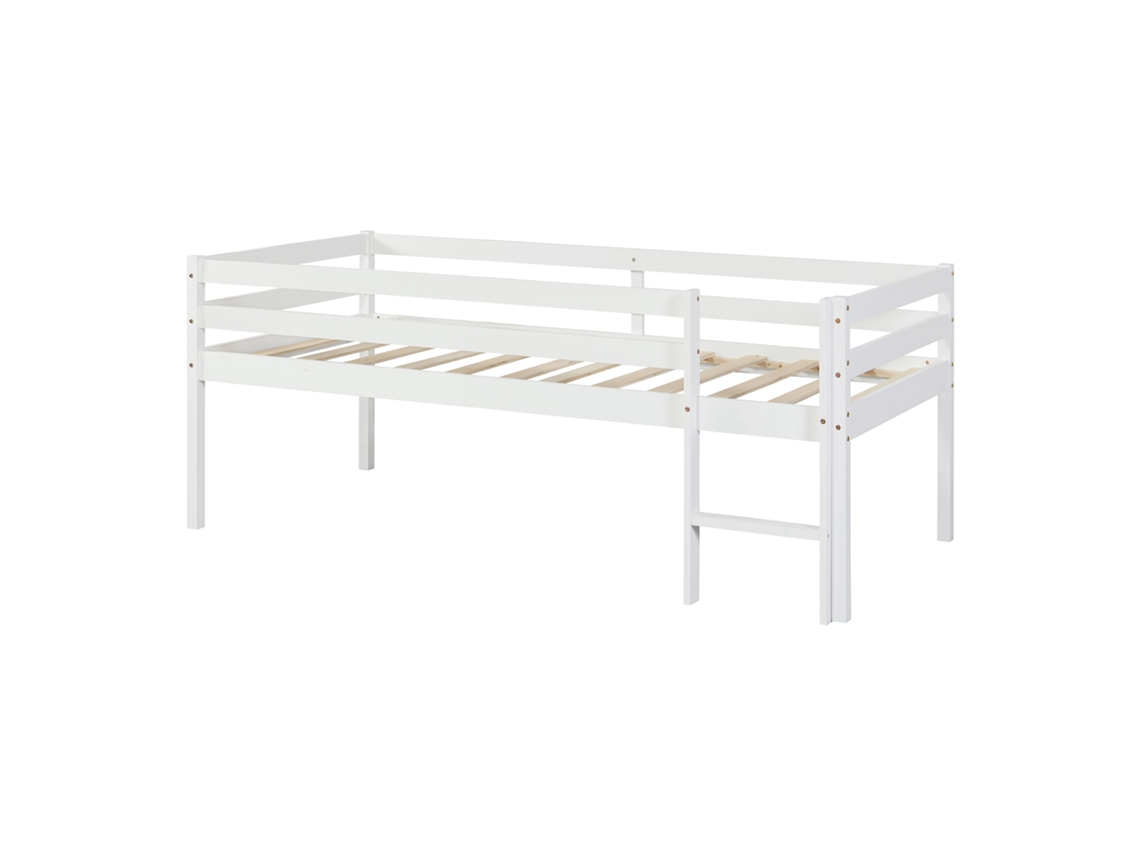 Cama alta para crianças Siikalatva em madeira de pinho 90 x 200 cm - Branco [EN.CASA]