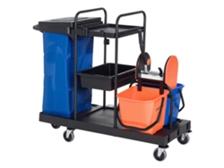 Carro De Limpieza 3 Niveles Con Prensa, Doble Cubo 18l, Hotel/restaurante Use