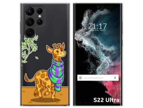 Carcasa Samsung Galaxy S22 Ultra 5G TUMUNDOSMARTPHONE Dibujos Transparente Jirafa Multicolor