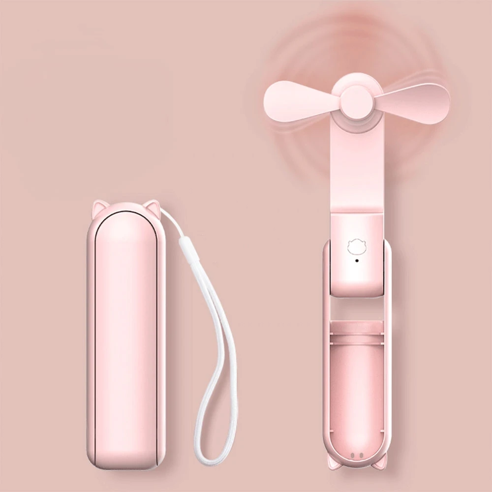 Ventilador Portátil Mini De Mano (rosa), Con Batería Recargable Usb. Ventilador De Mano Con Función De Batería Externa.