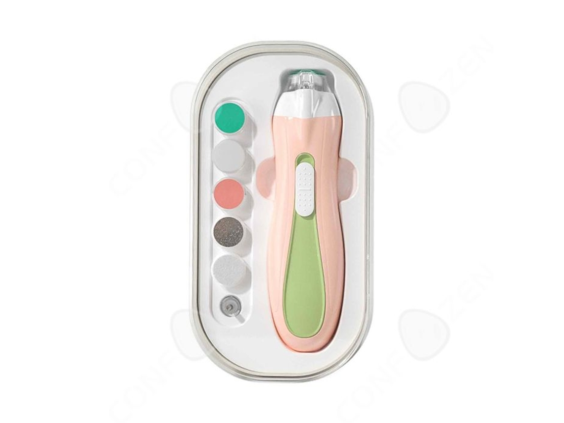Kit cortaúñas eléctrico 6 en 1 con 6 cabezales de lijado para niños y adultos, bajo nivel de ruido, cuidado de las uñas. Confozen