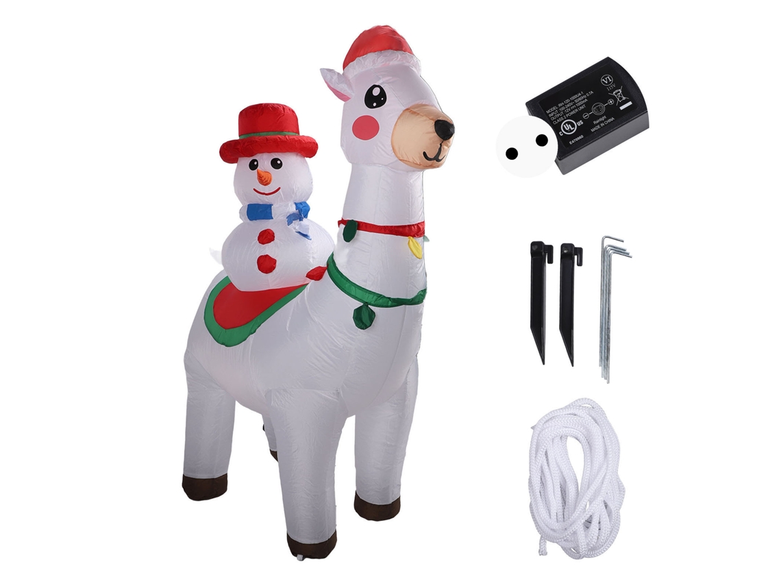 Adorno Navideño Inflable: Muñeco De Nieve Montando Una Alpaca, 1,8 M, Con Luz Led, Enchufe Europeo De 220 V.