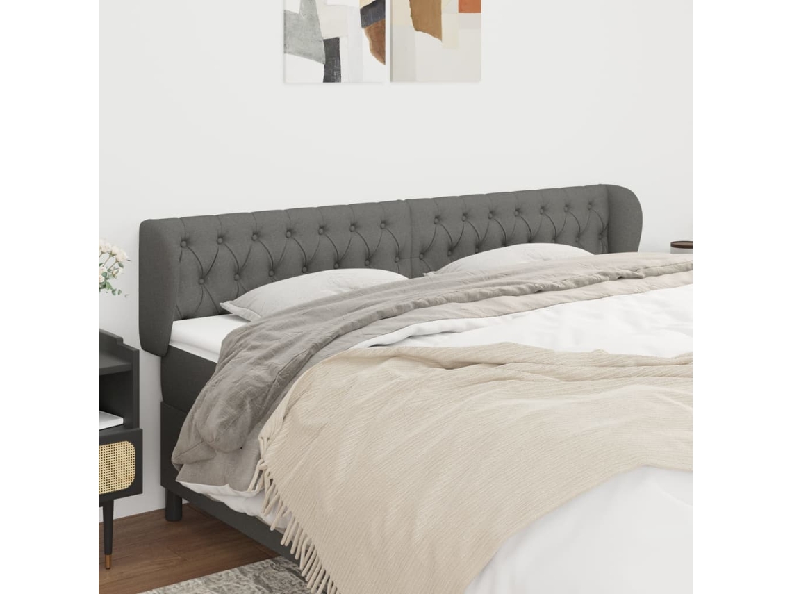 Cabecero De Tela Gris Oscuro 203x23x78/88 Cm