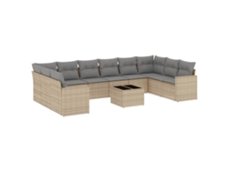 Maison Exclusive - Set De Sofás De Jardín 11pzas Con Cojines Ratán Sintético Beige