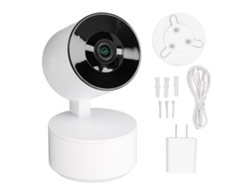 Cámara de seguridad inteligente Wi-Fi 1080p con visión nocturna y rotación.