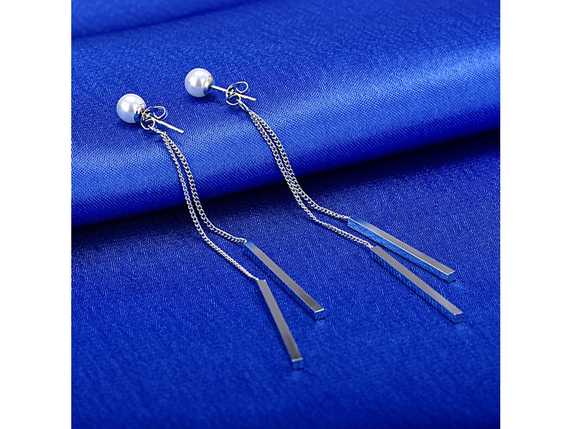 Pendientes Colgantes De Perlas, Estilo Doble Columna, Con Parte Trasera Colgante, Sencillos, Elegantes, Hipoalergénicos.