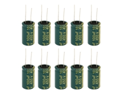 Kit De Condensadores Electrolíticos Radiales Verdes De 450 V Y 100 Μf (10 Unidades). Componentes Electrónicos Para Proyectos De Bricolaje.