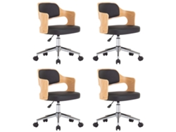 Maison Exclusive - Sillas De Comedor Giratorias 4 Uds Madera Curvada Y Cuero Negro
