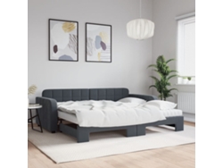 Sofá Cama Nido Con Colchón Terciopelo Gris Oscuro 90x200 Cm