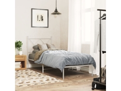 Estructura Cama Sin Colchón Con Cabecero Metal Blanco 75x190 Cm