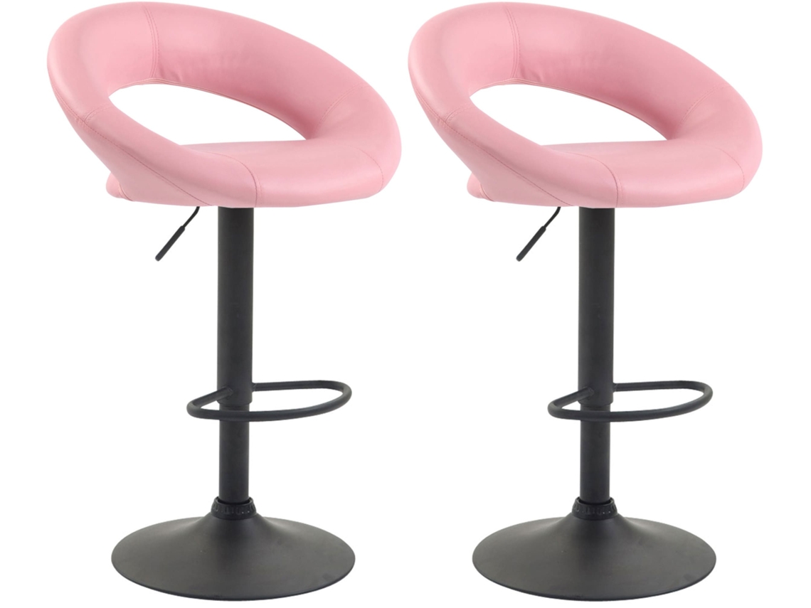 Juego de 2 taburetes de bar Olinda en símil piel CLP rosa/negro