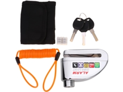 1 Juego De Alarma Antirrobo De Acero Inoxidable Para Freno De Disco De Bicicleta Con Cuerda Naranja Y Negra.