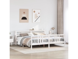 Estructura De Cama Con Cabecero Sin Colchón Blanco 200x200 Cm