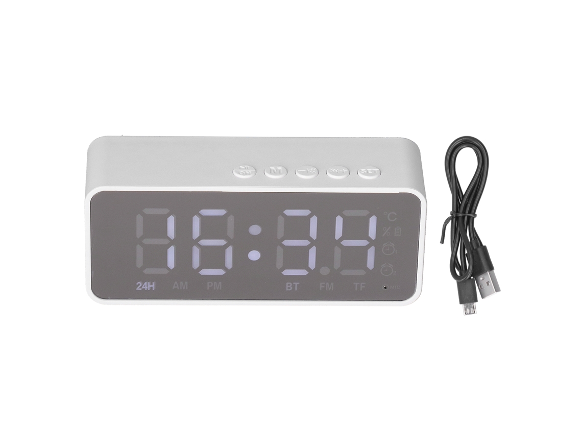 Reloj Despertador Bluetooth 5.0 Con Altavoz, Radio Fm, Reproductor De Mp3 Y Función De Carga - G50 Blanco