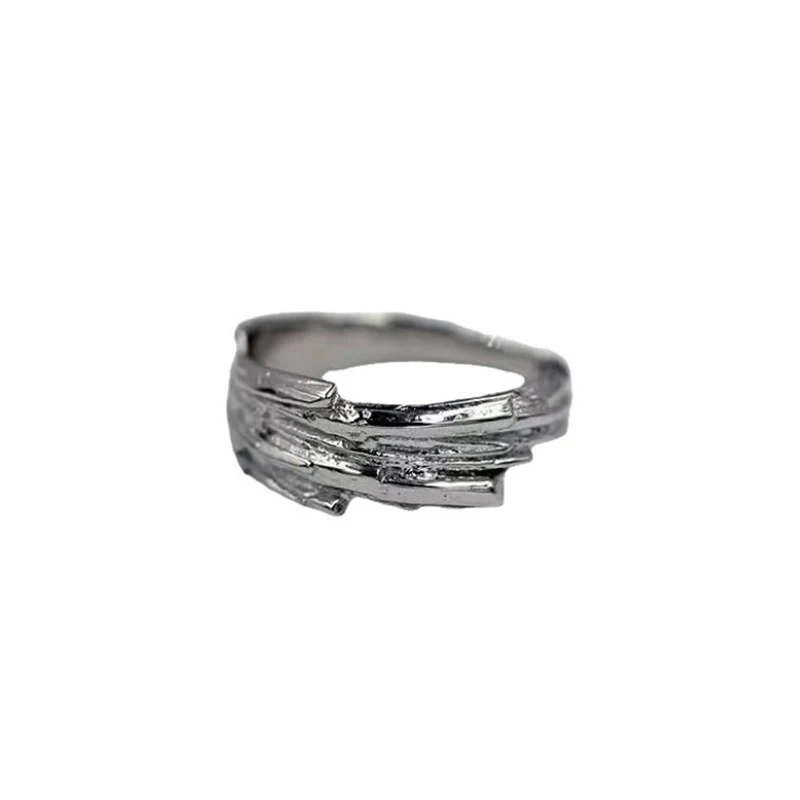 Anillo Con Forma De Cola De Cometa, Hecho A Mano, Con Textura Plateada Y Banda Ajustable.