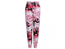 Calça Cargo Camuflada Feminina 2026 Estilo Hip Hop Calça Larga com Bolsos Elásticos no Tornozelo Tamanho XL Rosa