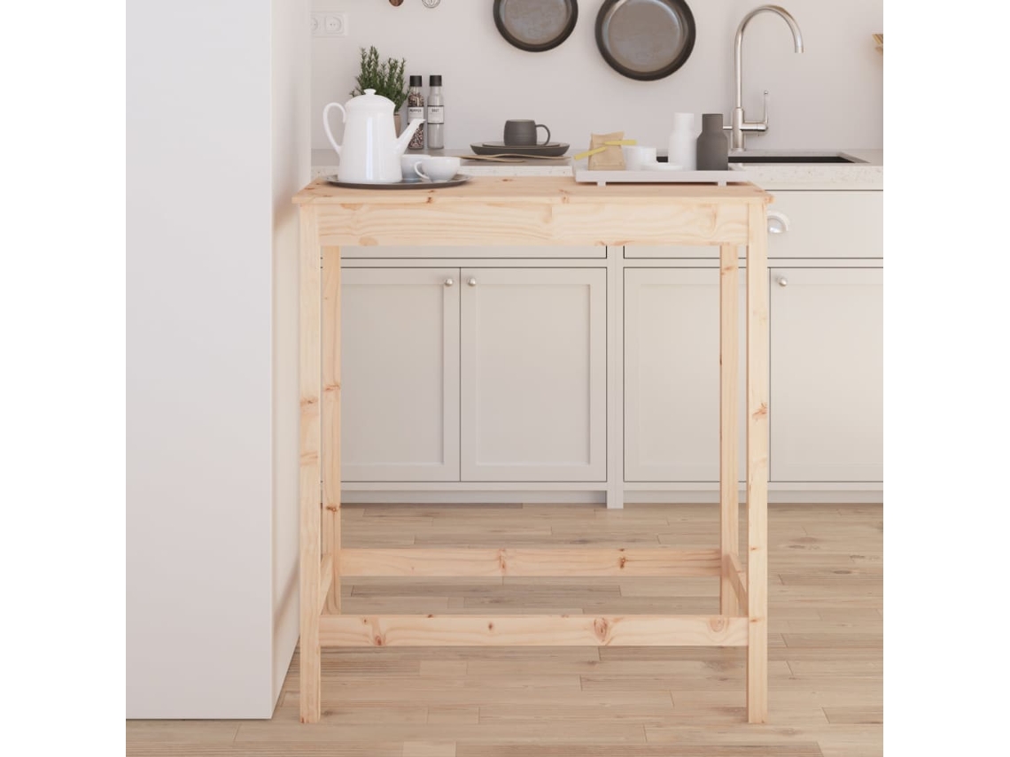 Mesa Alta De Bar | Mesa De Café Madera Maciza De Pino 100x50x110 Cm