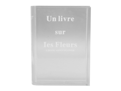 Baok - Jarrón decorativo de acrílico transparente con forma de libro y un toque cultural, ideal para arreglos florales y decoración del hogar - Letras blancas