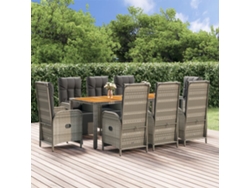 Conjunto de comedor de jardín DKD Home Decor de 9 piezas con cojines, ratán gris