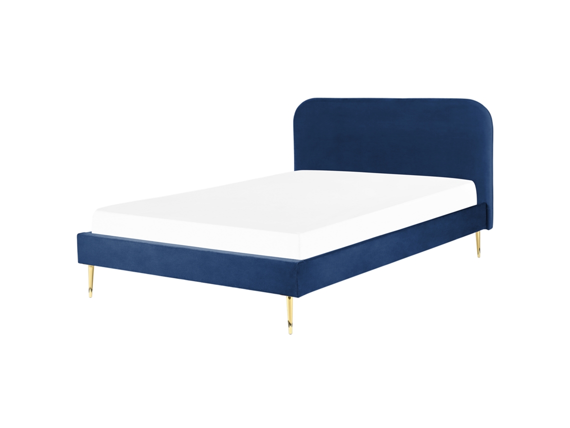 Cama con somier BELIANI Flayat de Terciopelo Azul 193x215x109