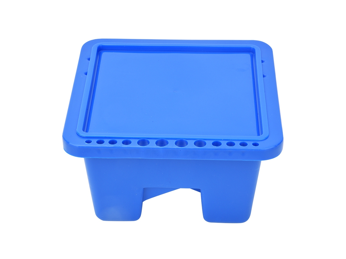 Cubo Multifuncional De Plástico Para Lavar Pinceles Y Bolígrafos, Con Ranuras Para Pinceles Y Bolígrafos, 16x16x9cm.