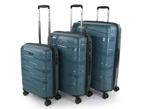 Juego De Maletas Rígidas Pp JASLEN Stuttgart azul metalico (48X75x29 Cm - 92L)